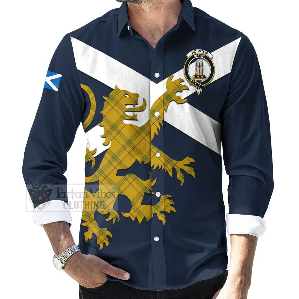 Tartan Vibes Clothing Houston Tartan Lion Rampant Long Sleeve Button Shirt – Proudly Display Your Heritage with Alba Gu Brath and Clan Name