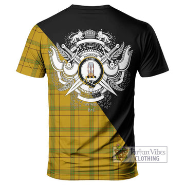 Houston Tartan T-Shirt with Family Crest and Military Logo Style