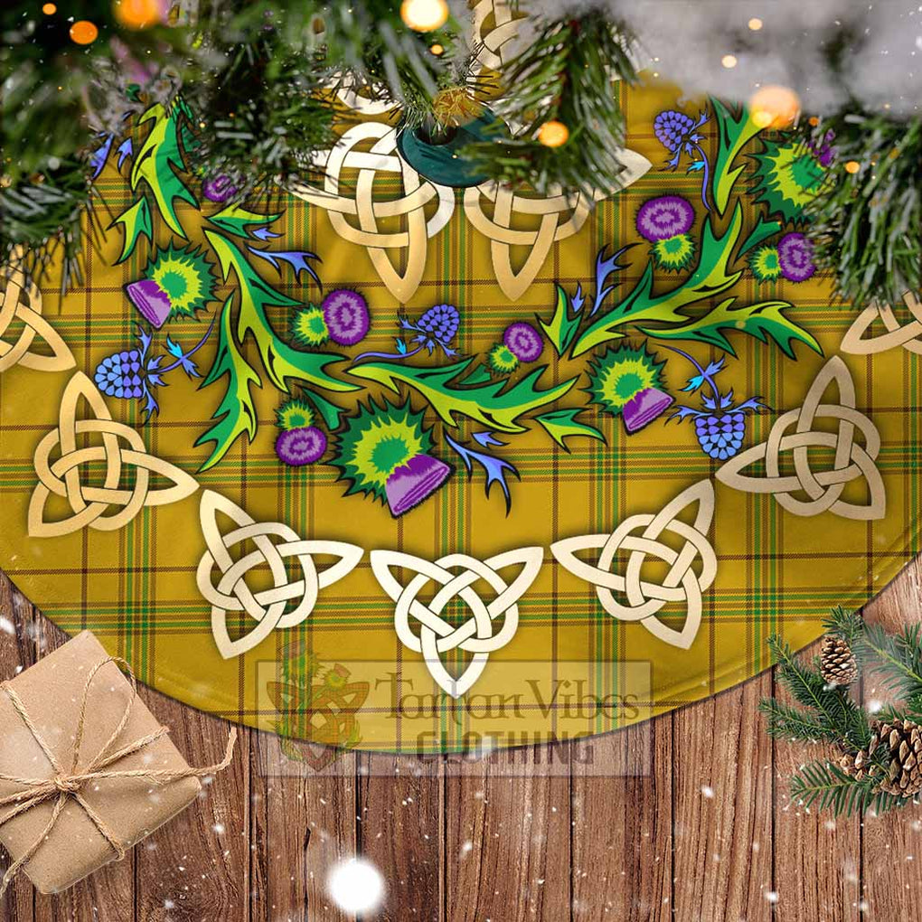 Houston Tartan Christmas Tree Skirt with Thistle Celtic Knot Style - Tartan Vibes Clothing