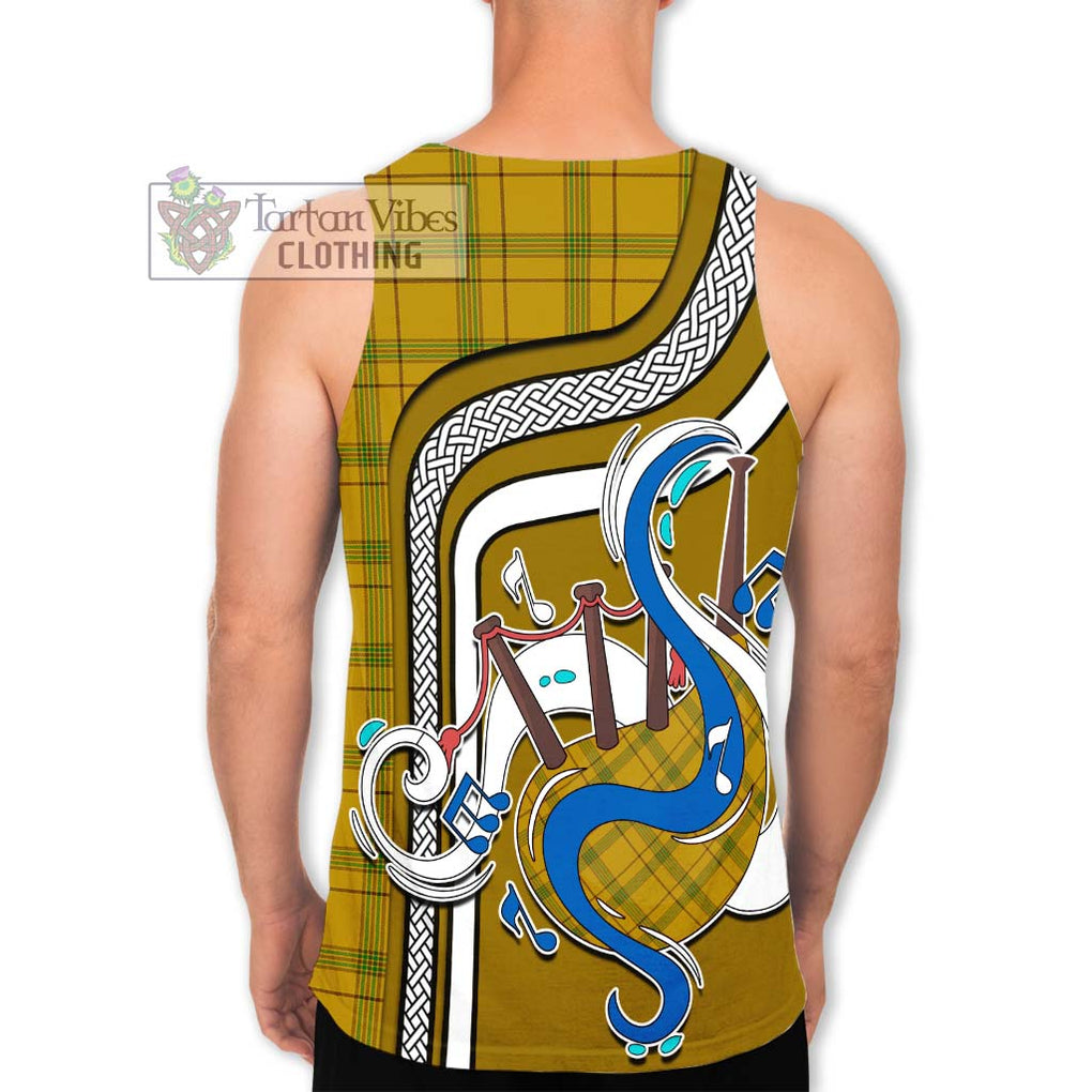 Houston Tartan Men's Tank Top with Epic Bagpipe Style - Tartanvibesclothing Shop