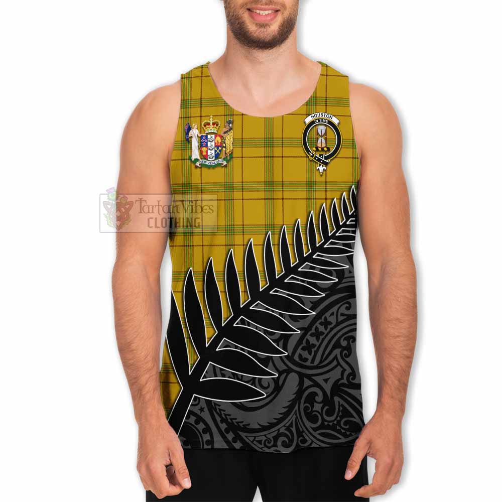 Tartan Vibes Clothing Houston Crest Tartan Men's Tank Top with New Zealand Silver Fern Half Style