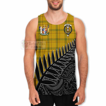 Houston Crest Tartan Men's Tank Top with New Zealand Silver Fern Half Style