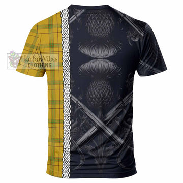 Houston Tartan T-Shirt with Family Crest Cross Sword Thistle Celtic Vibes