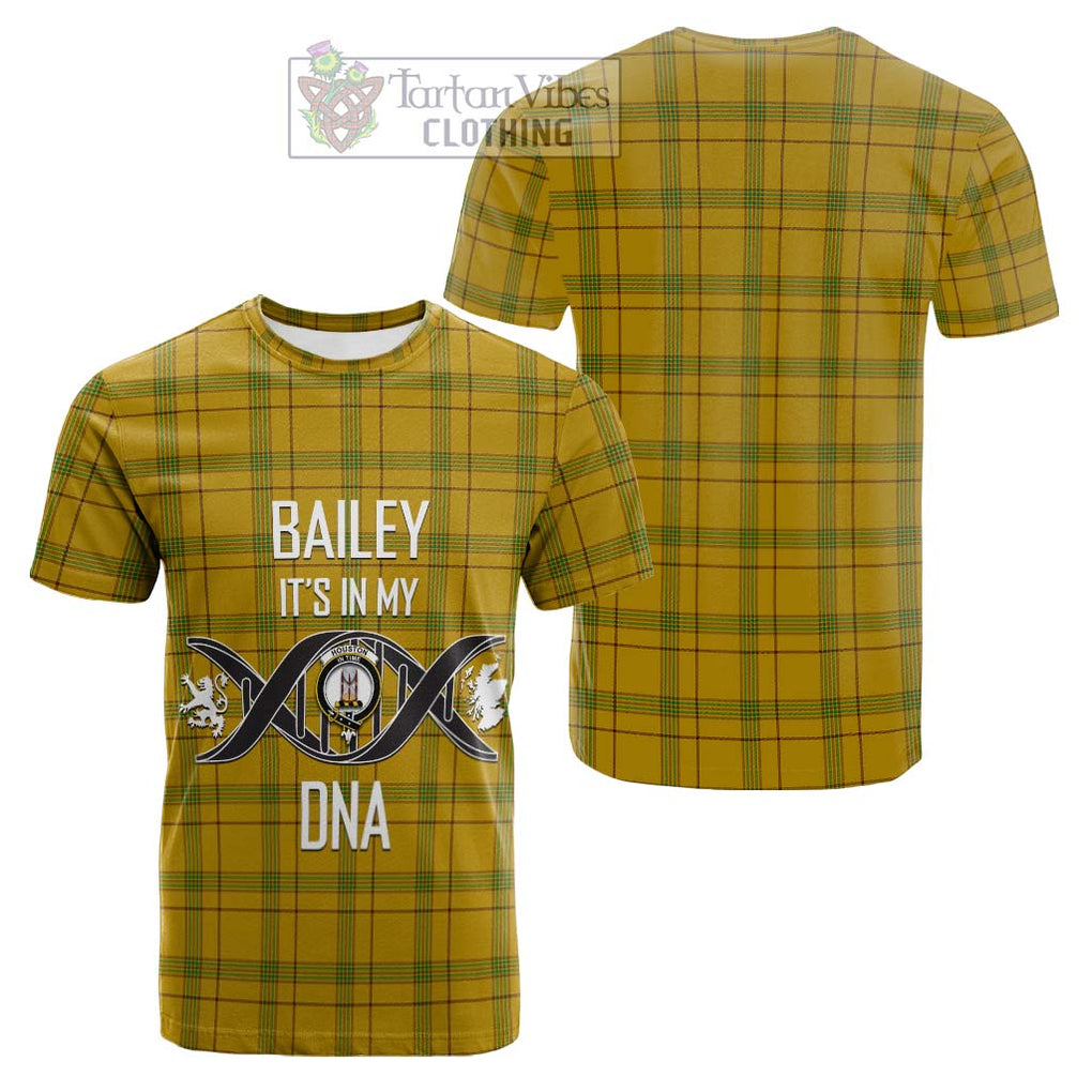 Tartan Vibes Clothing Houston Tartan Cotton T-shirt with Family Crest DNA In Me Style