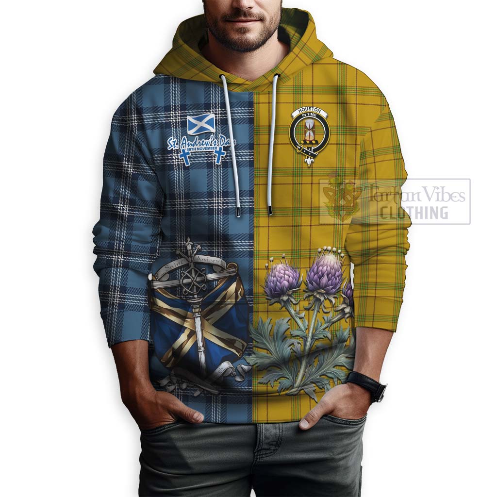 Tartan Vibes Clothing Houston Tartan Hoodie Happy St. Andrew's Day Half Tartan Style