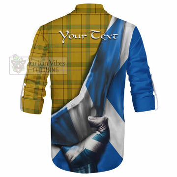 Houston Tartan Ghillie Kilt Shirt with Family Crest Scotland Patriotic Style