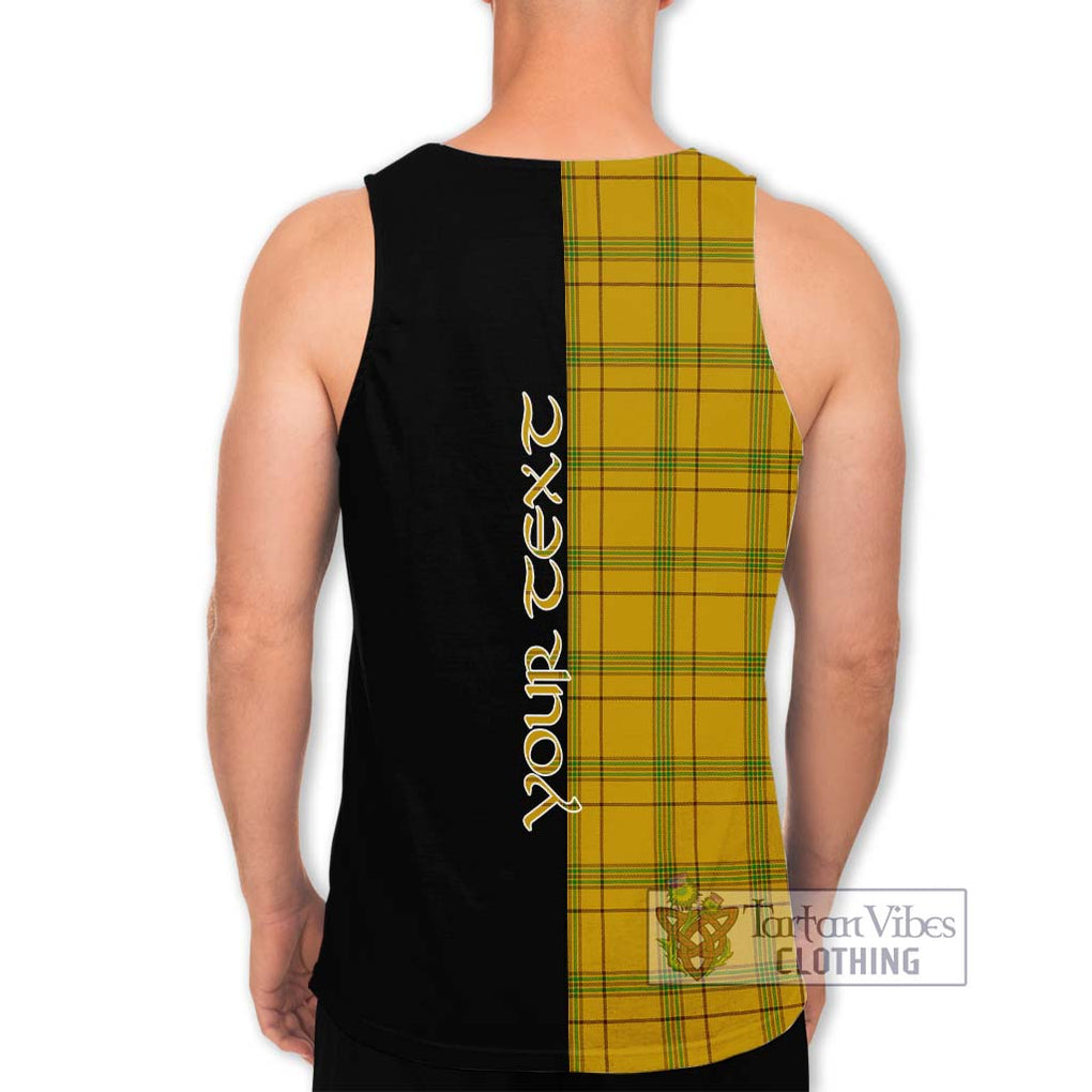 Houston Tartan Men's Tank Top with Family Crest and Half Of Me Style - Tartanvibesclothing Shop