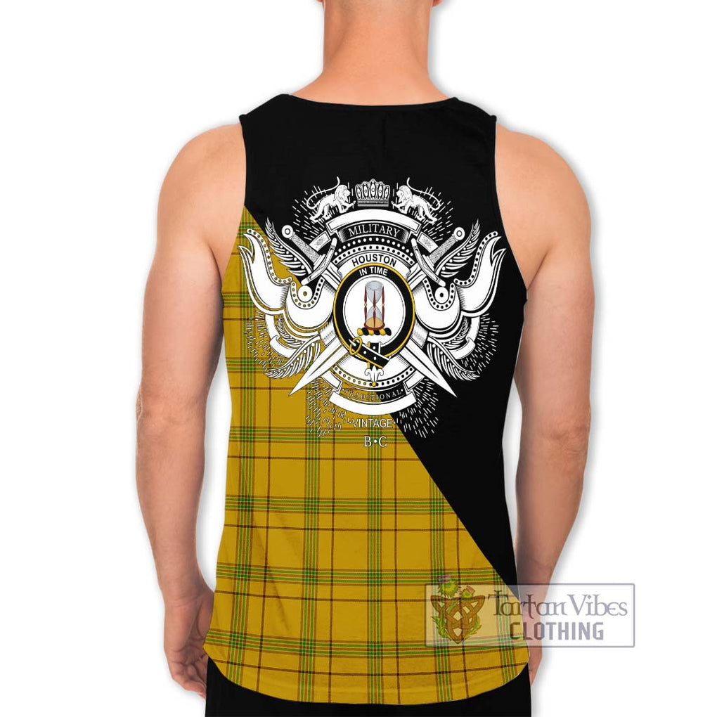 Houston Tartan Men's Tank Top with Family Crest and Military Logo Style - Tartanvibesclothing Shop