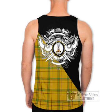 Houston Tartan Men's Tank Top with Family Crest and Military Logo Style