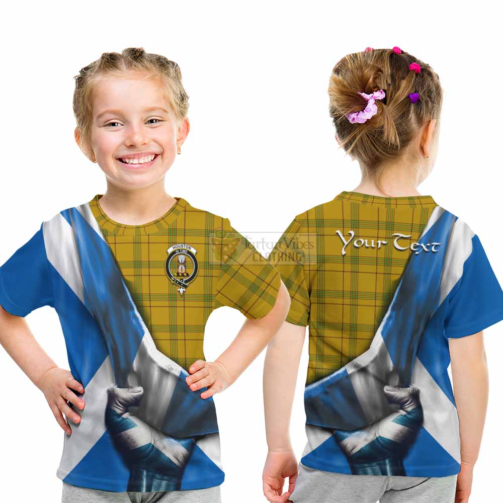 Tartan Vibes Clothing Houston Tartan Kid T-Shirt with Family Crest Scotland Patriotic Style