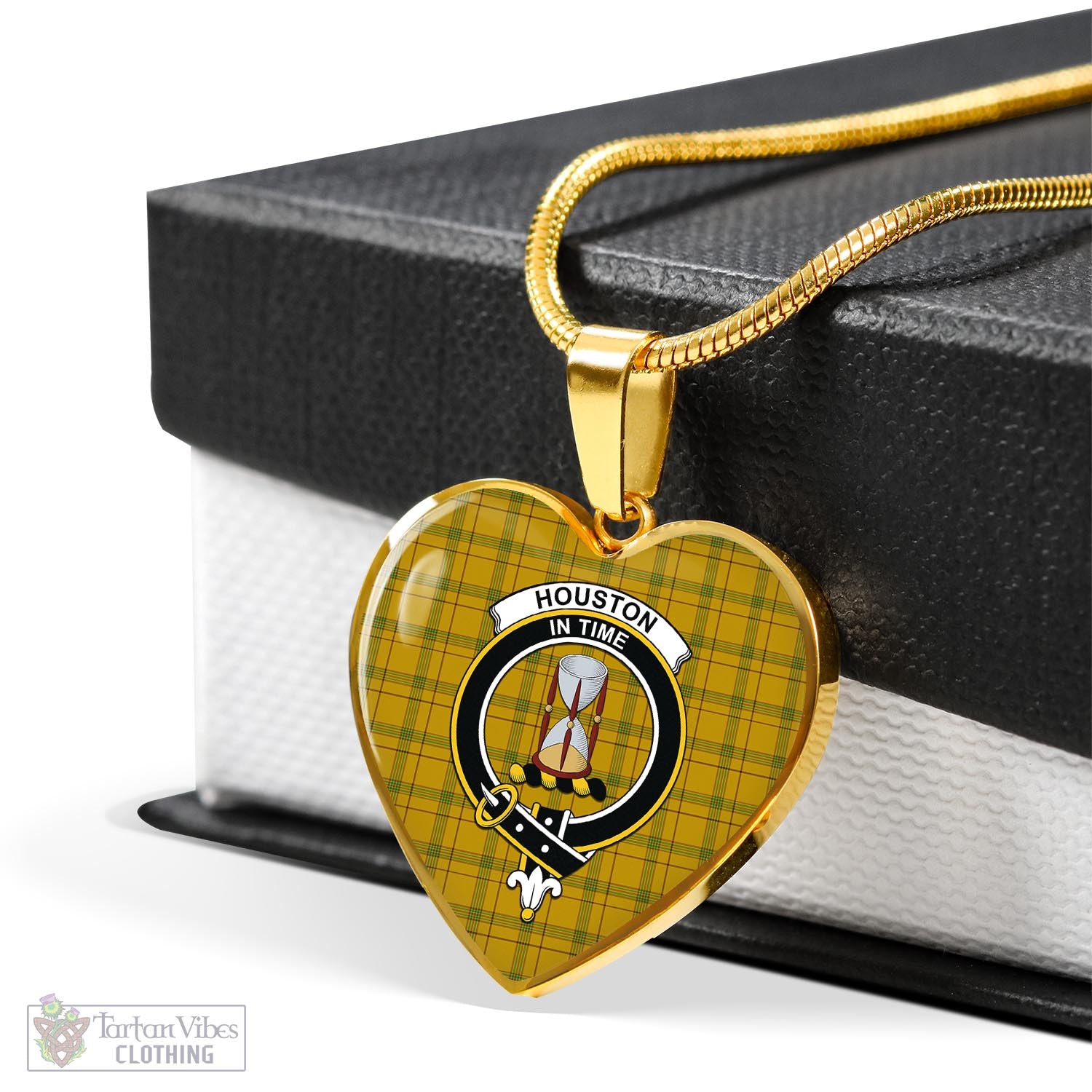 Tartan Vibes Clothing Houston Tartan Heart Necklace with Family Crest