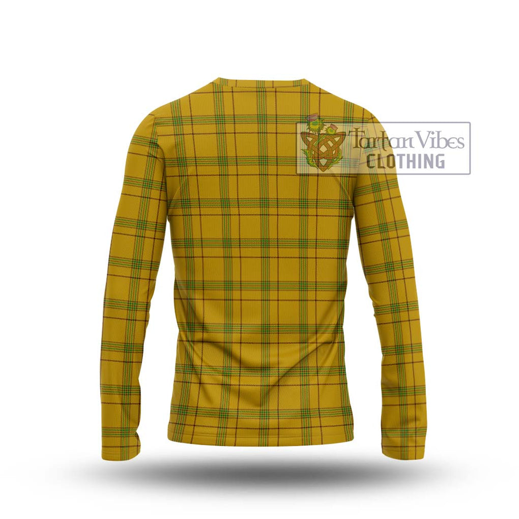 Houston Tartan Long Sleeve T-Shirt with Family Crest DNA In Me Style - Tartanvibesclothing Shop