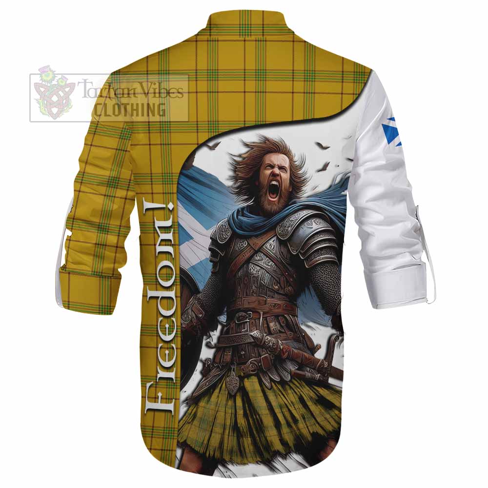 Tartan Vibes Clothing Houston Crest Tartan Ghillie Kilt Shirt Inspired by the Freedom of Scottish Warrior