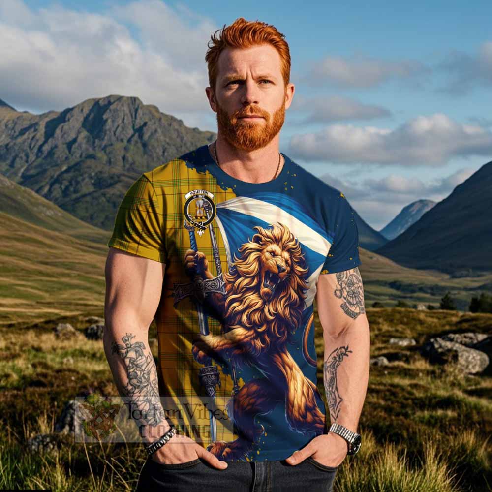 Tartan Vibes Clothing Houston Tartan Family Crest T-Shirt with Scottish Majestic Lion