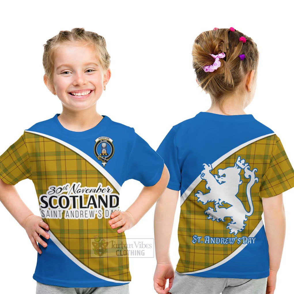 Tartan Vibes Clothing Houston Family Crest Tartan Kid T-Shirt Celebrate Saint Andrew's Day in Style