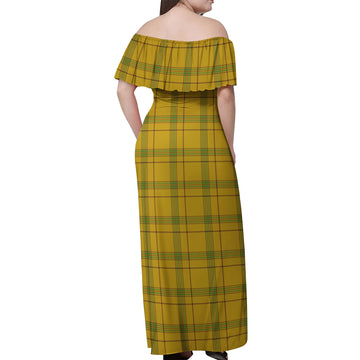 Houston Tartan Off Shoulder Long Dress