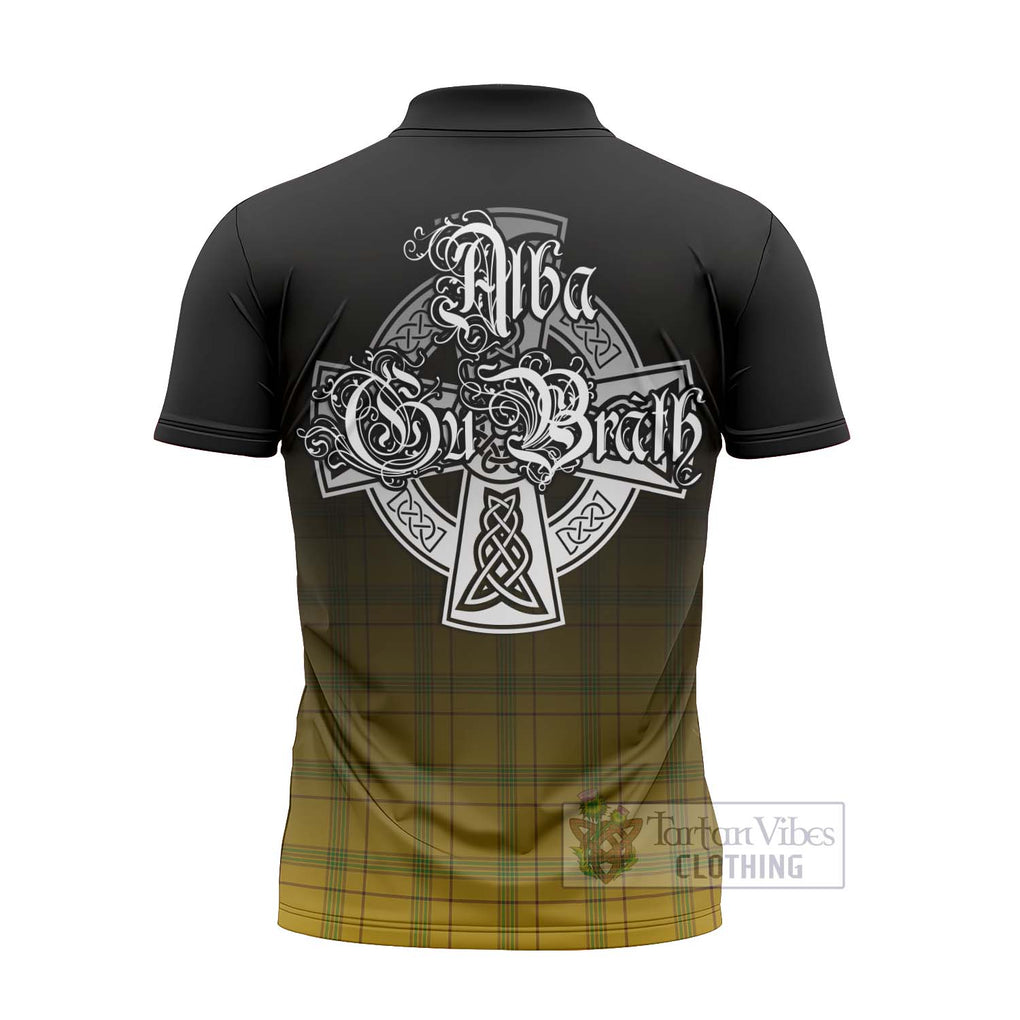 Tartan Vibes Clothing Houston Tartan Zipper Polo Shirt Featuring Alba Gu Brath Family Crest Celtic Inspired