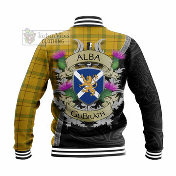 Houston Tartan Family Crest Baseball Jacket Lion Rampant Royal Thistle Shield Celtic Inspired - Tartan Vibes Clothing