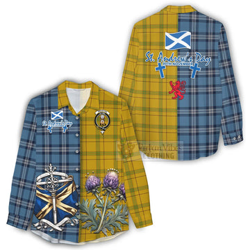 Houston Tartan Women's Casual Shirt Happy St. Andrew's Day Half Tartan Style