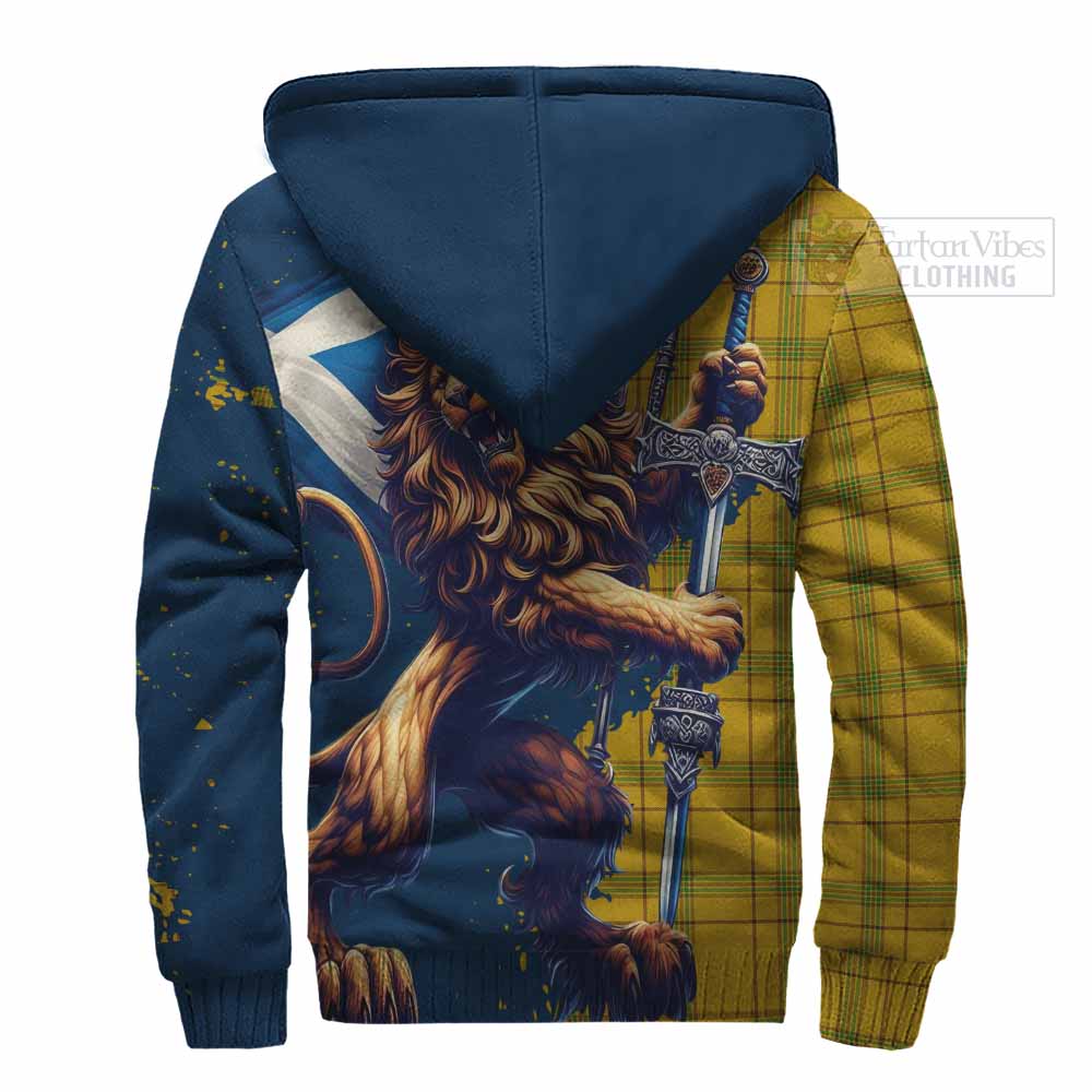 Tartan Vibes Clothing Houston Tartan Family Crest Sherpa Hoodie with Scottish Majestic Lion