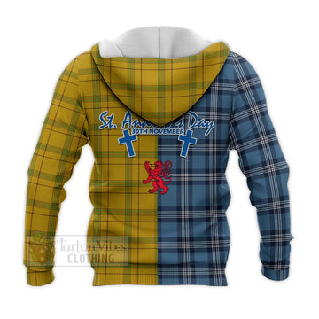 Houston Tartan Knitted Hoodie Happy St. Andrew's Day Half Tartan Style