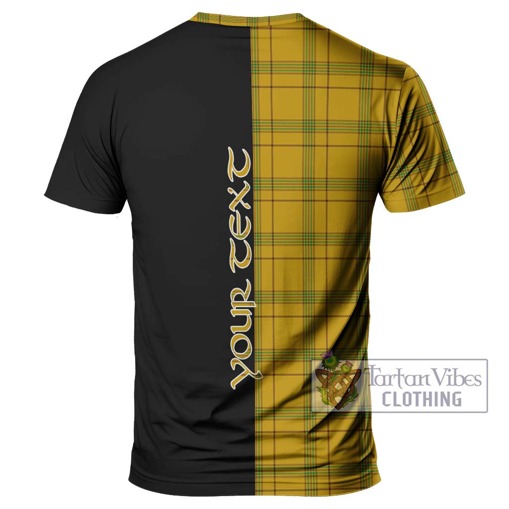 Houston Tartan T-Shirt with Family Crest and Half Of Me Style - Tartanvibesclothing Shop