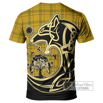 Houston Tartan T-Shirt with Family Crest Celtic Wolf Style