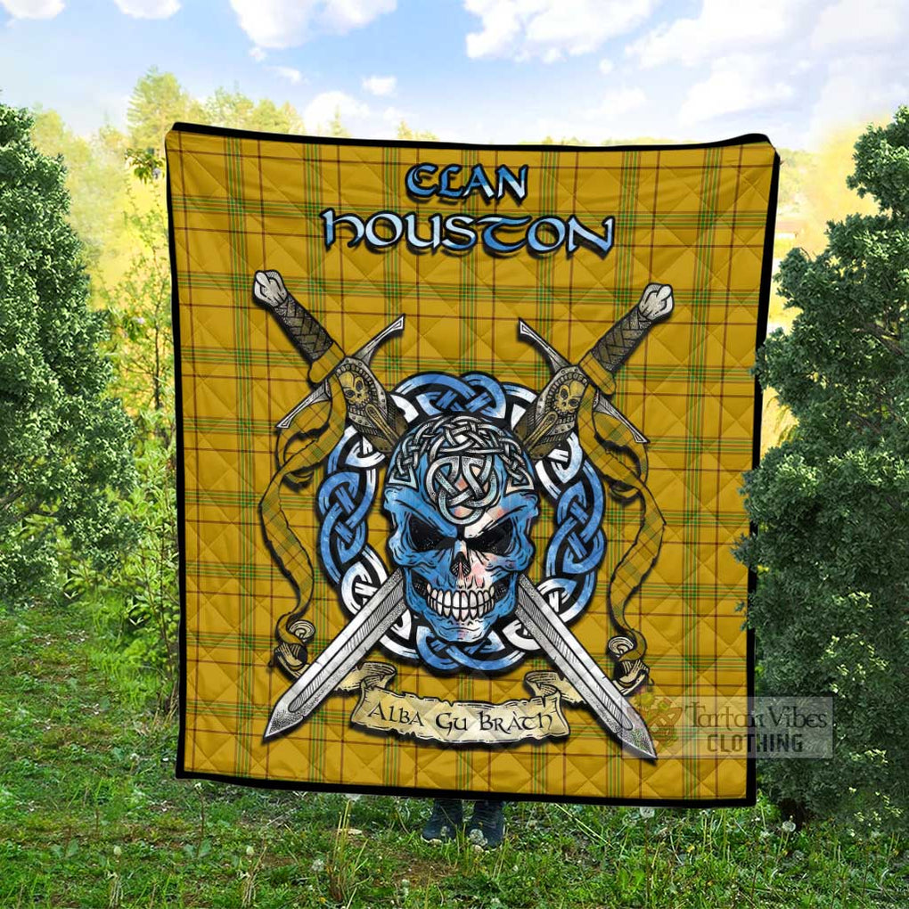 Tartan Vibes Clothing Houston Tartan Quilt with Celtic Skull Alba Gu Brath Style