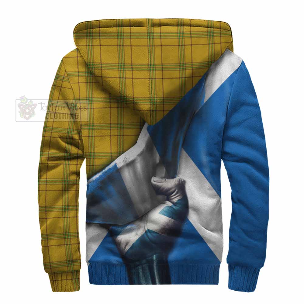 Tartan Vibes Clothing Houston Tartan Sherpa Hoodie with Family Crest Scotland Patriotic Style