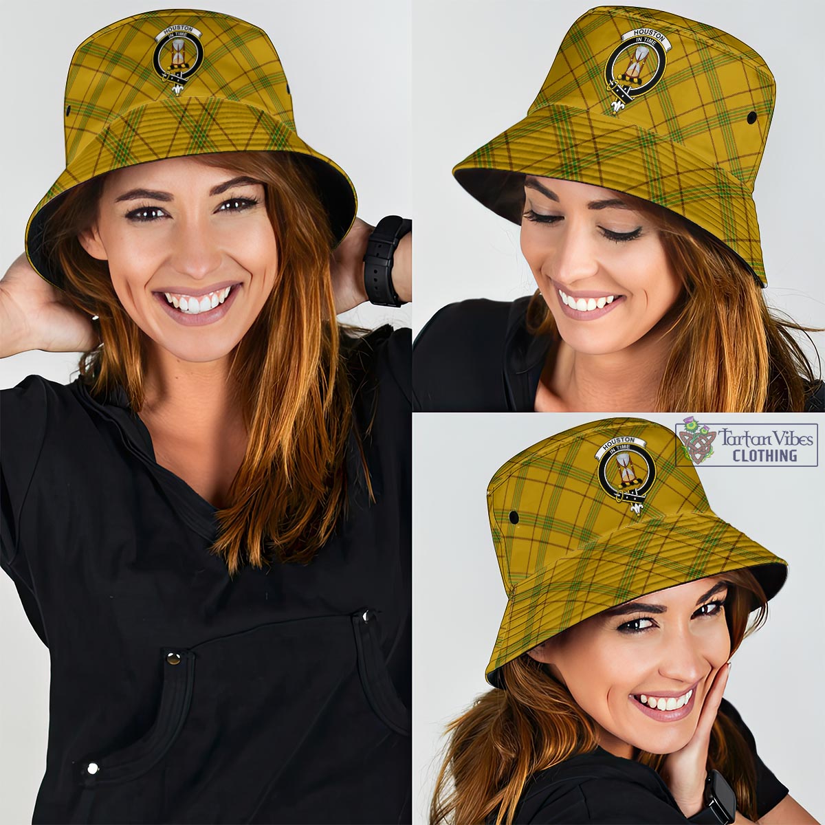 Tartan Vibes Clothing Houston Tartan Bucket Hat with Family Crest