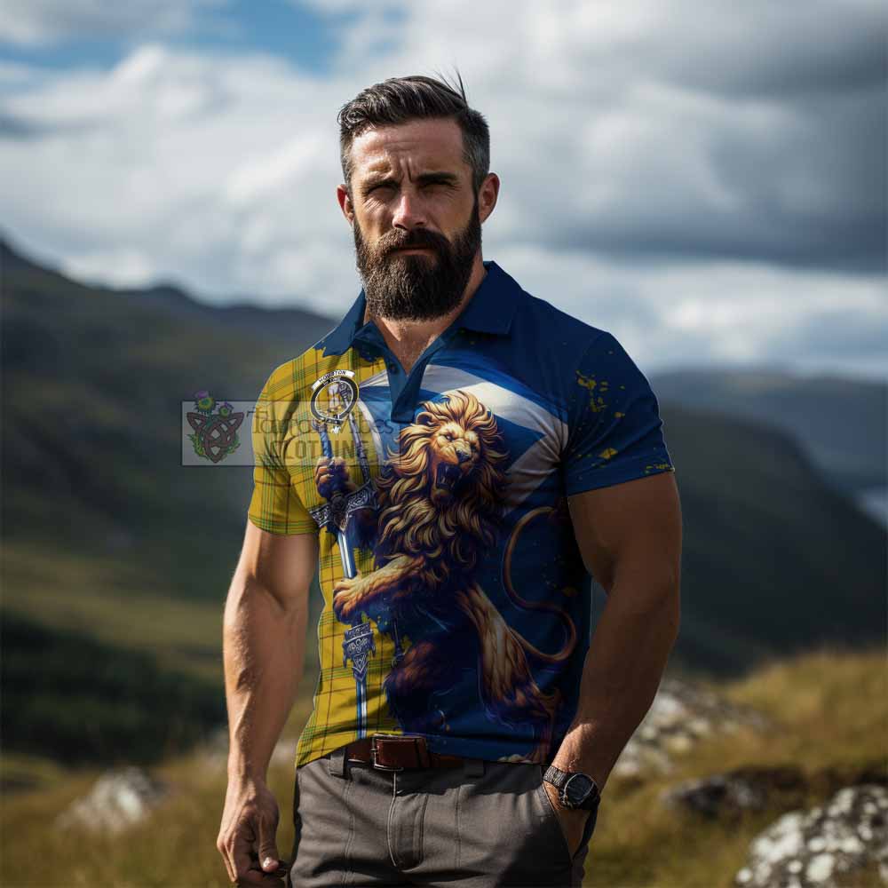 Tartan Vibes Clothing Houston Tartan Family Crest Men's Polo Shirt with Scottish Majestic Lion