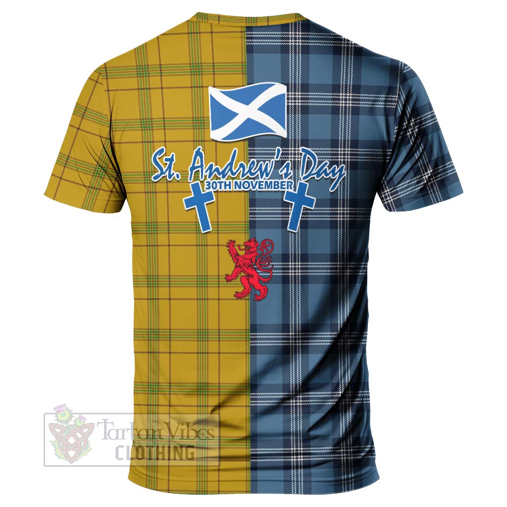 Tartan Vibes Clothing Houston Tartan T-Shirt Happy St. Andrew's Day Half Tartan Style