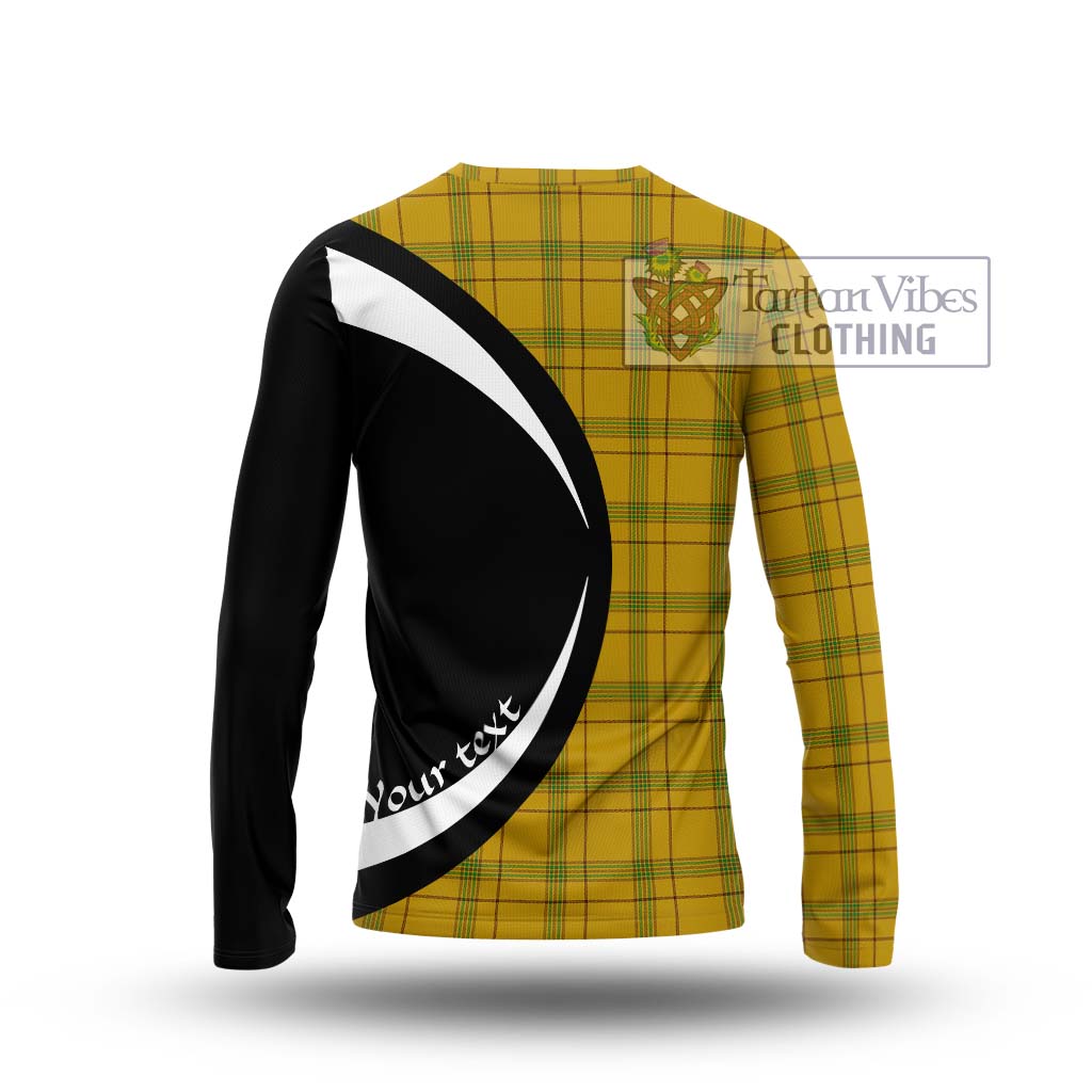 Houston Tartan Long Sleeve T-Shirt with Family Crest Circle Style - Tartan Vibes Clothing