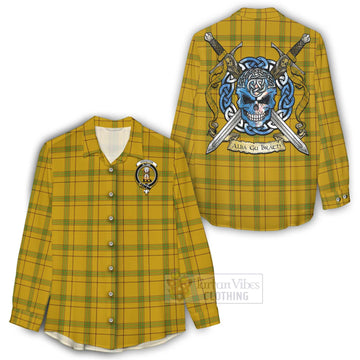 Houston Tartan Women's Casual Shirt with Family Crest Celtic Skull Style