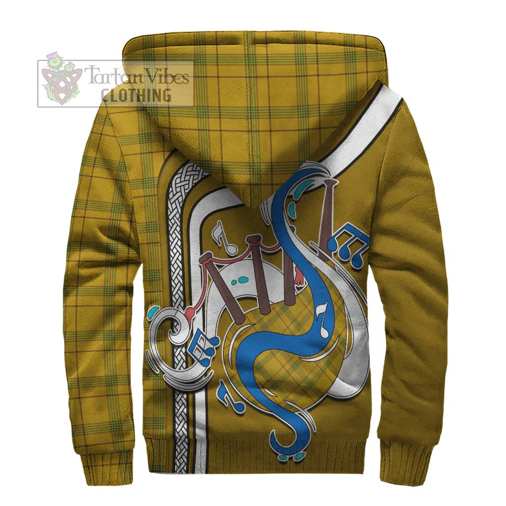 Houston Tartan Sherpa Hoodie with Epic Bagpipe Style - Tartanvibesclothing Shop