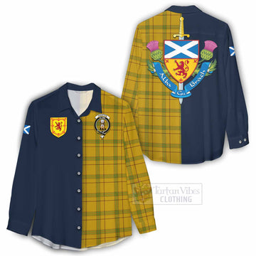 Houston Tartan Women's Casual Shirt Alba with Scottish Lion Royal Arm Half Style