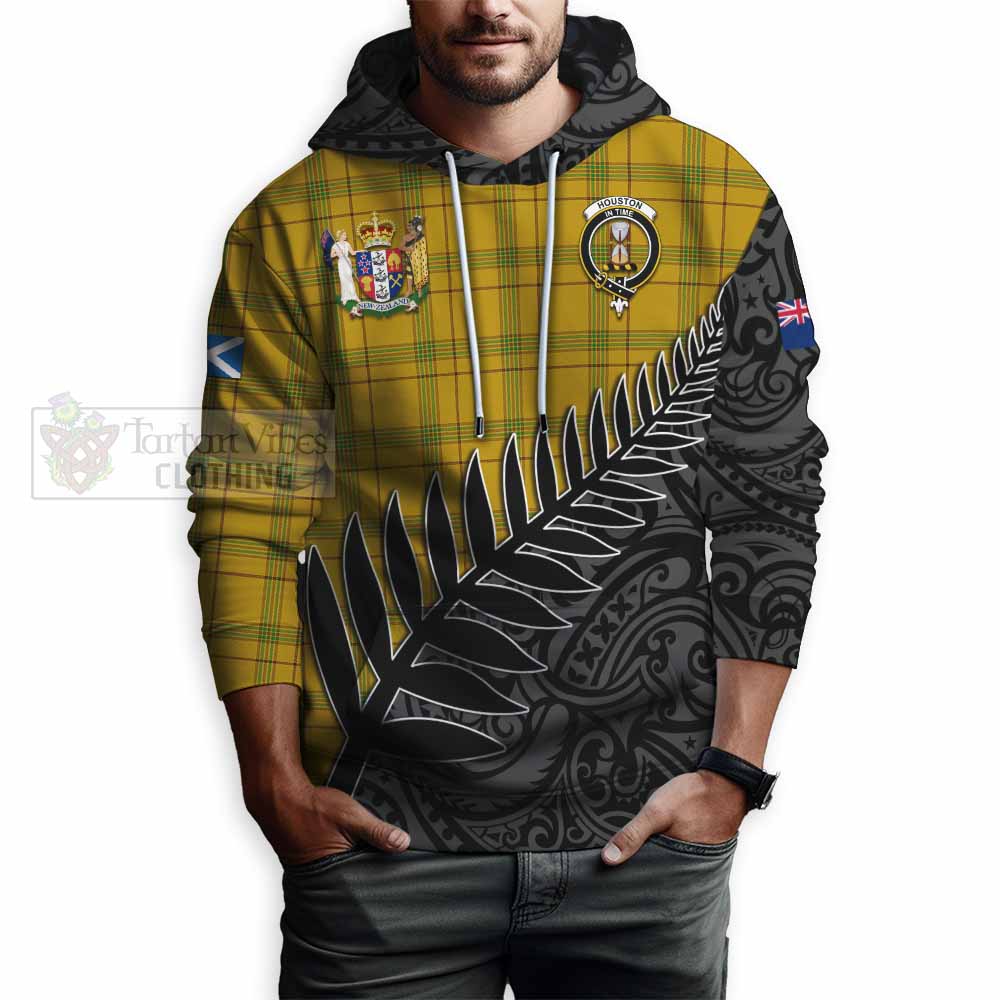 Tartan Vibes Clothing Houston Crest Tartan Hoodie with New Zealand Silver Fern Half Style