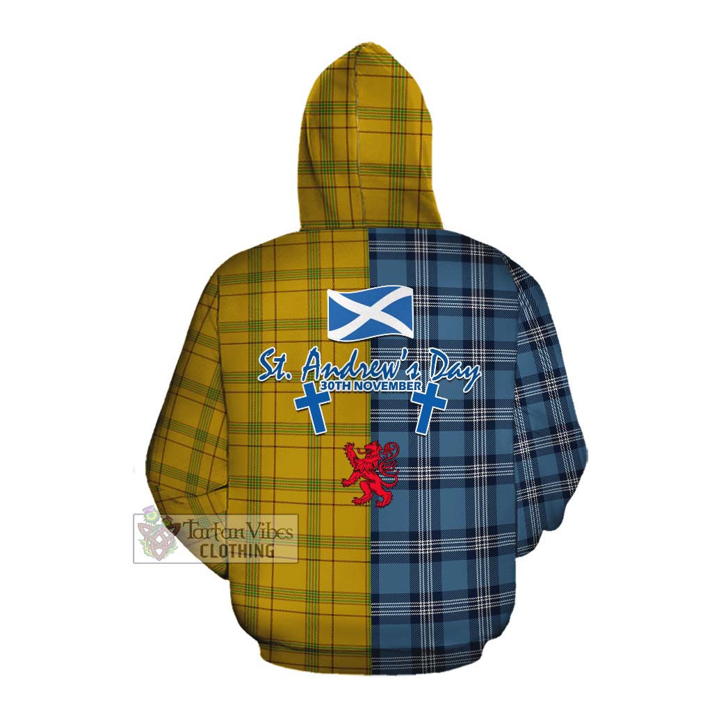 Tartan Vibes Clothing Houston Tartan Cotton Hoodie Happy St. Andrew's Day Half Tartan Style