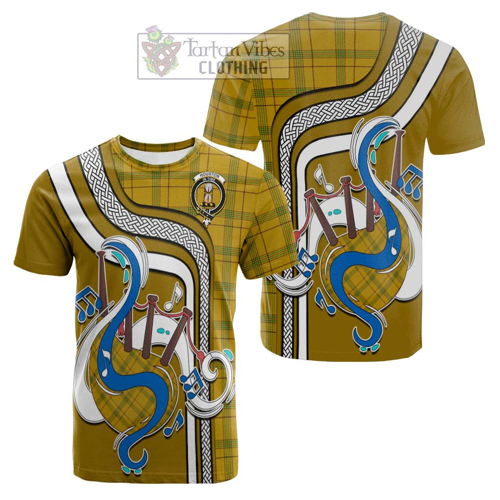 Tartan Vibes Clothing Houston Tartan Cotton T-shirt with Epic Bagpipe Style