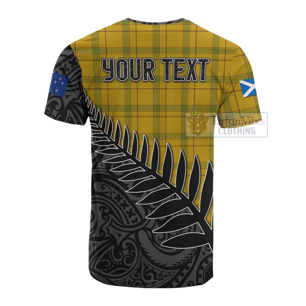 Tartan Vibes Clothing Houston Crest Tartan Cotton T-shirt with New Zealand Silver Fern Half Style