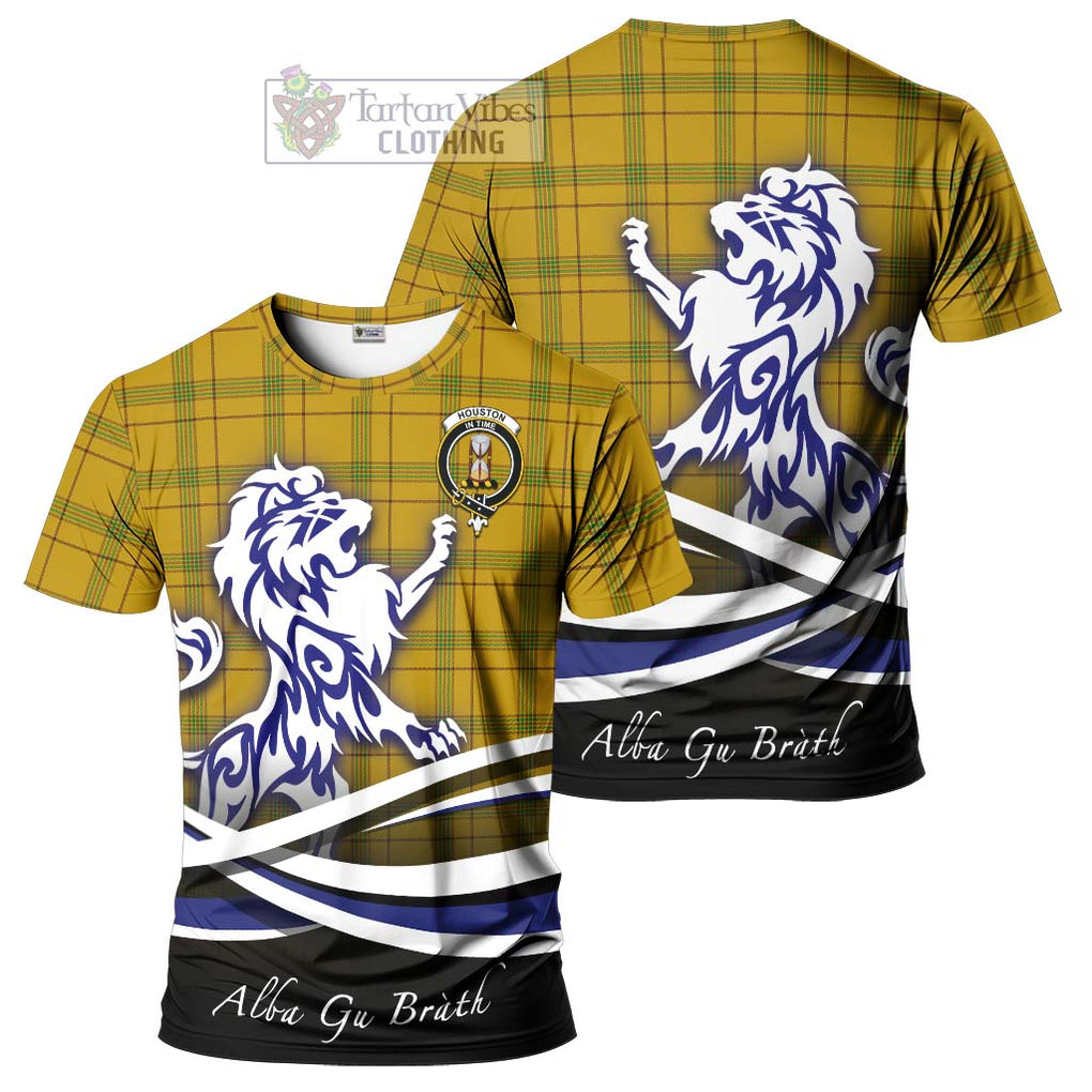 Tartan Vibes Clothing Houston Tartan Cotton T-shirt with Alba Gu Brath Regal Lion Emblem