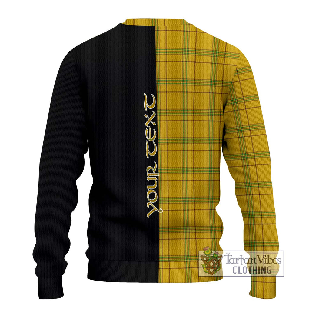 Houston Tartan Knitted Sweater with Family Crest and Half Of Me Style - Tartanvibesclothing Shop