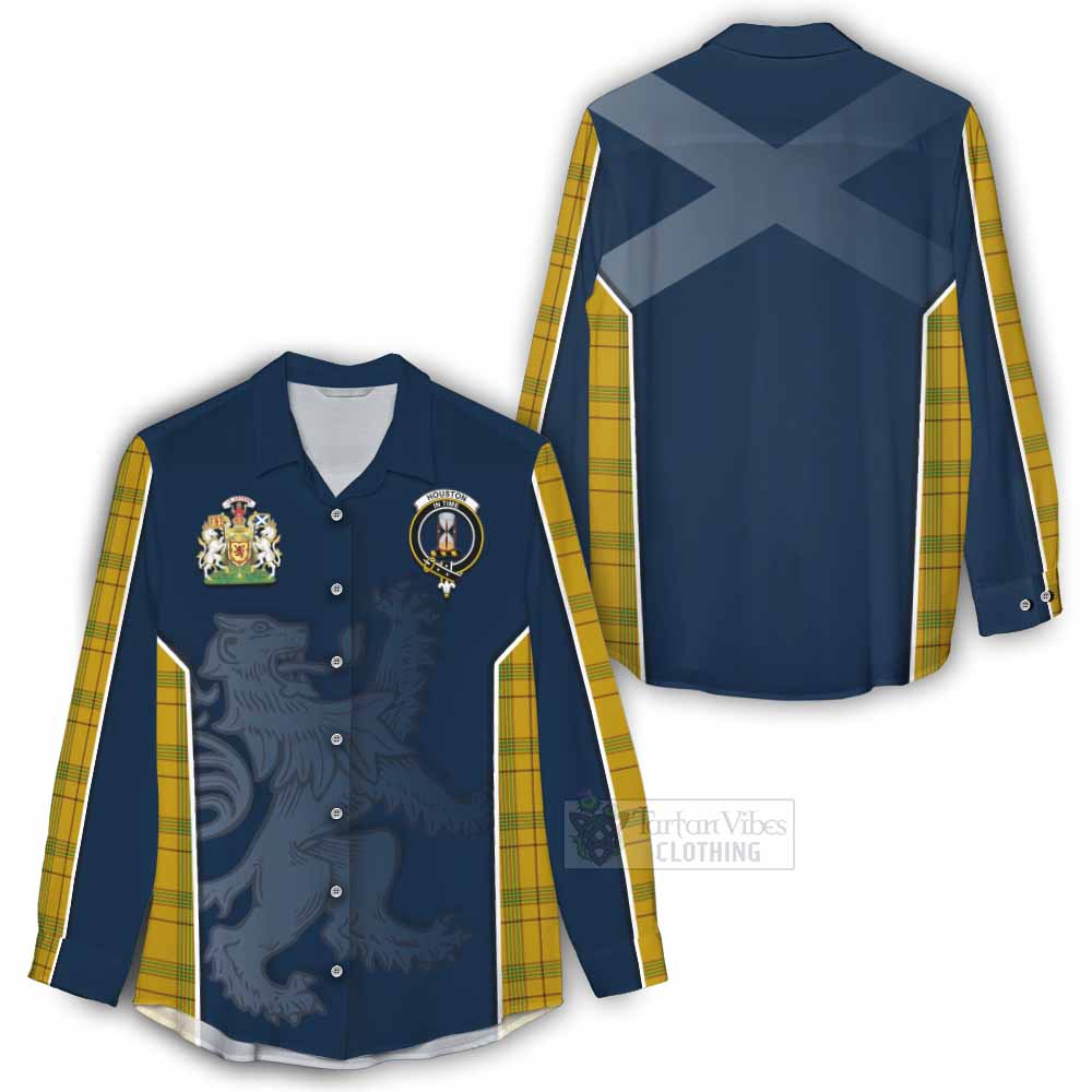 Tartan Vibes Clothing Houston Tartan Women's Casual Shirt with Family Crest and Lion Rampant Vibes Sport Style