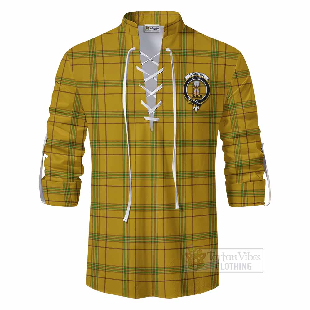 Tartan Vibes Clothing Houston Tartan Ghillie Kilt Shirt with Family Crest DNA In Me Style