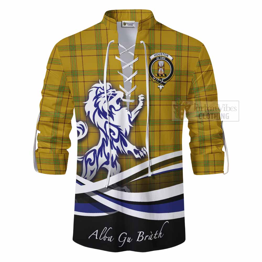 Tartan Vibes Clothing Houston Tartan Ghillie Kilt Shirt with Alba Gu Brath Regal Lion Emblem