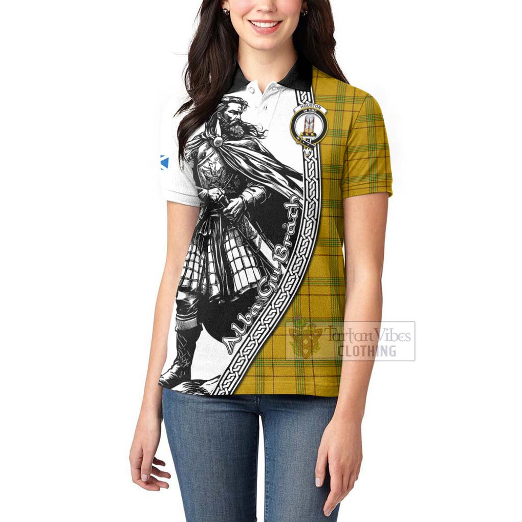 Tartan Vibes Clothing Houston Tartan Clan Crest Women's Polo Shirt with Highlander Warrior Celtic Style