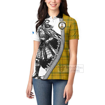 Houston Tartan Clan Crest Women's Polo Shirt with Highlander Warrior Celtic Style