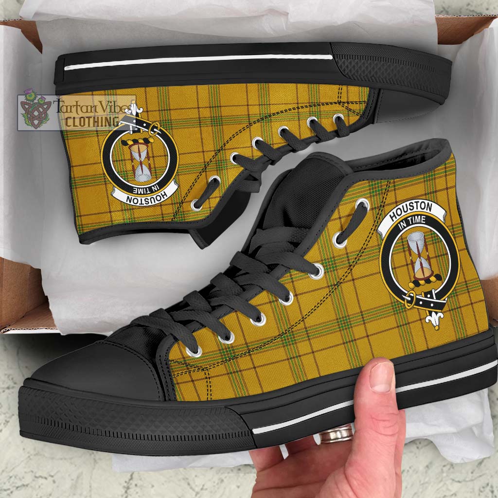 Tartan Vibes Clothing Houston Tartan High Top Shoes with Family Crest