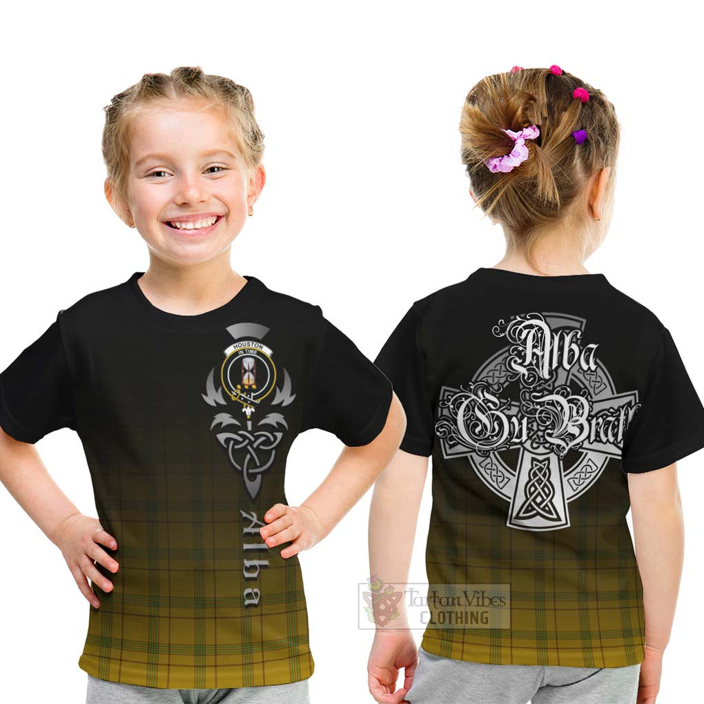 Tartan Vibes Clothing Houston Tartan Kid T-Shirt Featuring Alba Gu Brath Family Crest Celtic Inspired