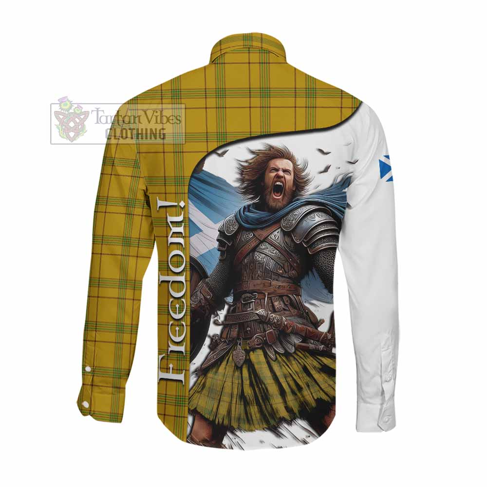 Tartan Vibes Clothing Houston Crest Tartan Long Sleeve Button Shirt Inspired by the Freedom of Scottish Warrior